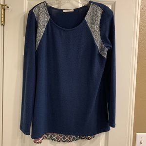 Sweater with rayon detail